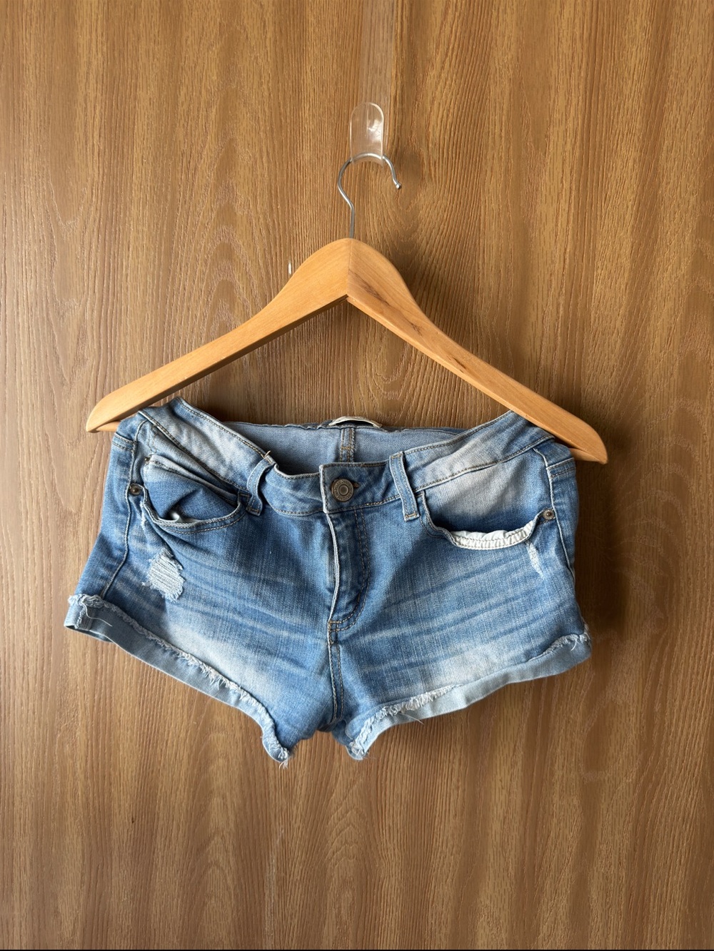 Mudd Light Wash Distressed Denim Cutoff Shorts | Mid Rise Summer